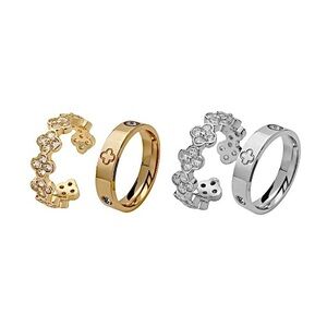CZ Clover Ring Set